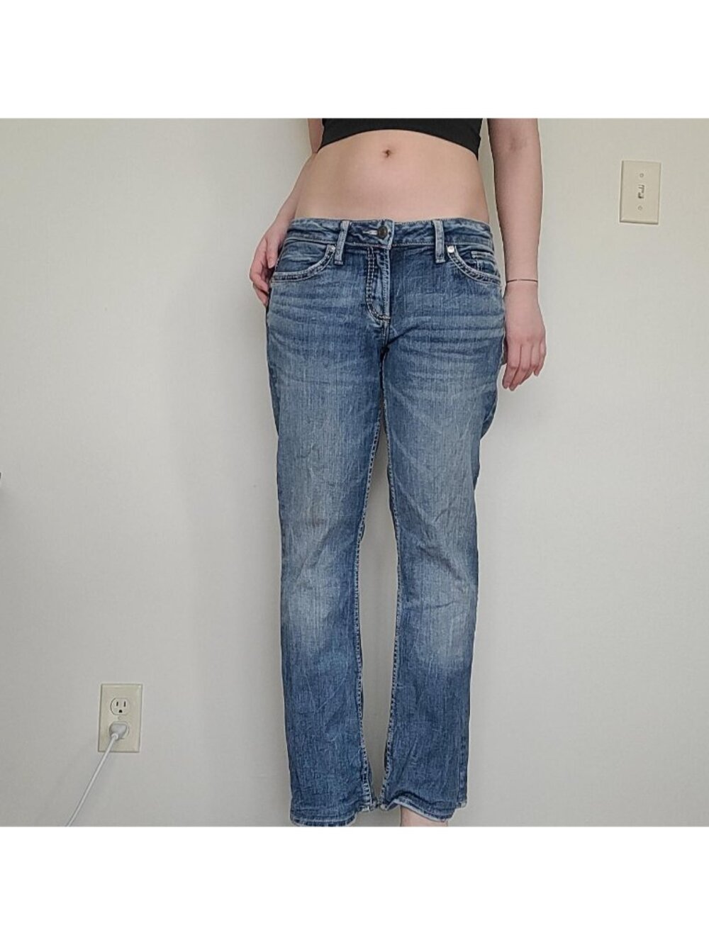 Silver Jeans Co. Y2K Low Waisted Rigid Look Bootcut Denim Jeans (28)